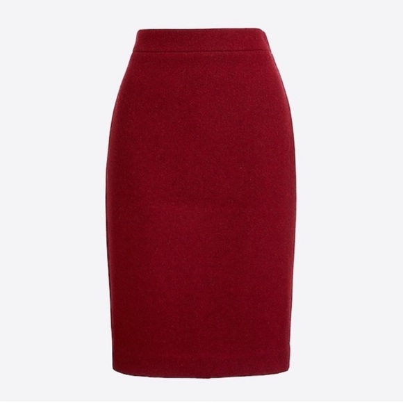 J. Crew Wool Straight Pencil Skirt Ref Maroon 8 Medium - Picture 1 of 8
